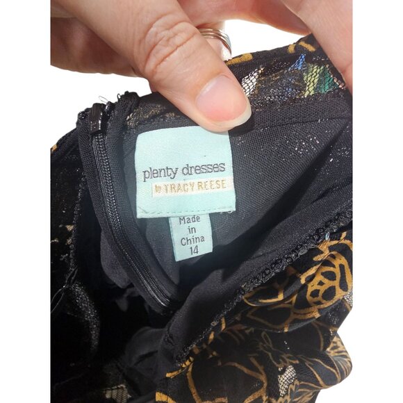 Black and Gold Floral Shimmer Cocktail Dress / Party Dress - Plenty Dresses by T - Picture 13 of 13